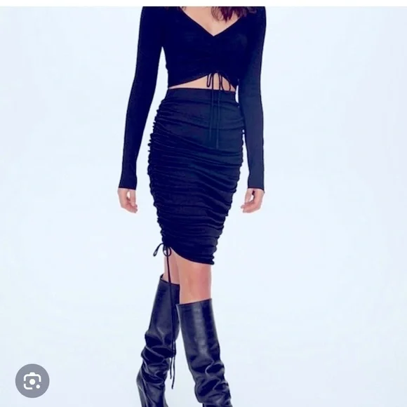 Aritzia Wilfred Free Savita Side Tie Ruched Skirt purple plum medium dress - Picture 1 of 6